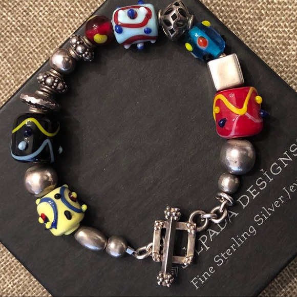 Silpada Sterling Silver Lampwork Glass Bead Toggle Clasp Bracelet B0871 - Picture 7 of 10